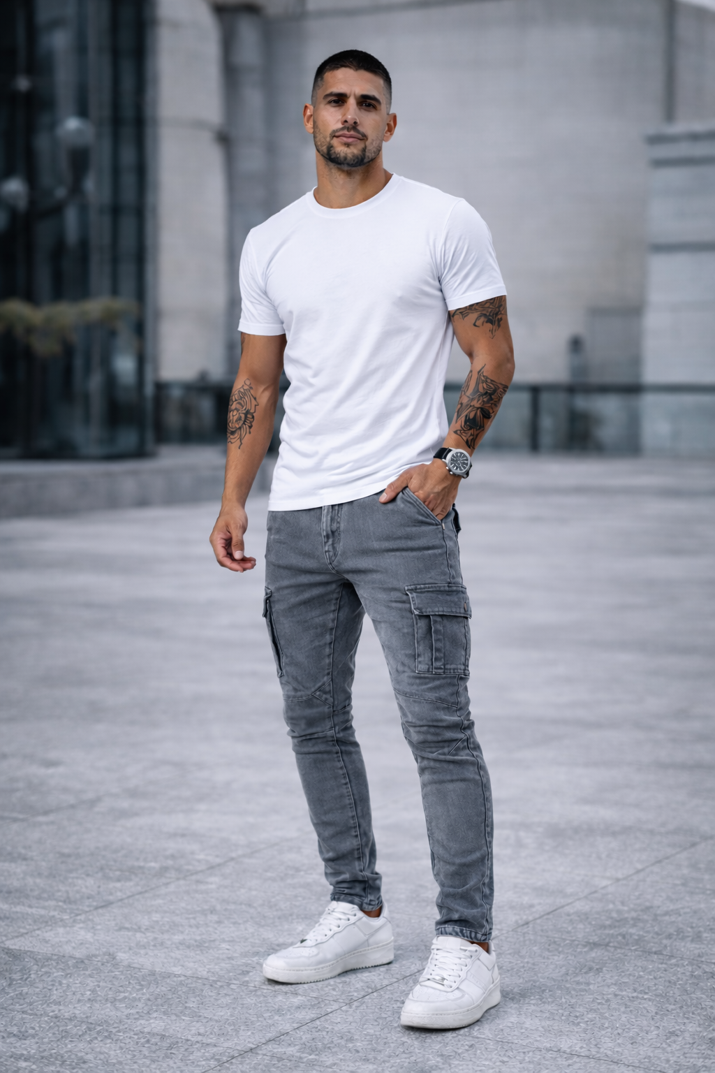 Gala Milova – Vaqueros Cargo Elásticos